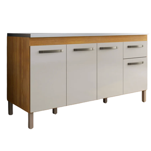 Gabinete P/ Pia 150cm Balcão Multiuso Cozinha Armário Freijó/ Off-white