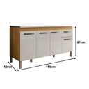Ver imagem 2 de Gabinete P/ Pia 150cm Balcão Multiuso Cozinha Armário Freijó/ Off-white