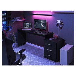 Mesa para Computador Gamer Ambiente Drx 5000 Preto Trama - Móveis Leão - 1