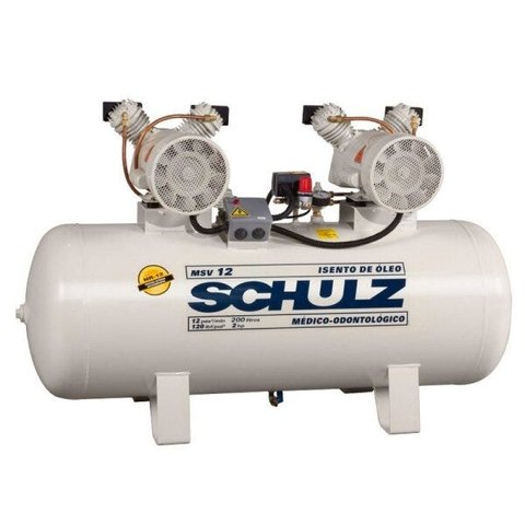 Compressor De Ar Odontológico Schulz Msv 12/200 Isento De Óleo 12 Pés 200 Litros 120 Libras 220V
