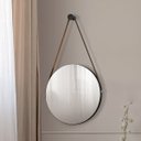 Ver imagem 2 de Espelho Decorativo Redondo com Alça de Couro Sunset Preto - Pr Móveis