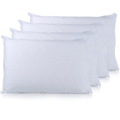 Kit 4 Travesseiros Plumas de Ganso Percal 200 Fios Antimofo e Antialérgico 50 x 70cm Casa Dona