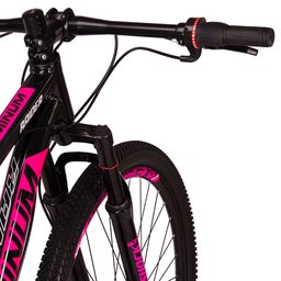 Bicicleta MTB Aluminum Aro 29 Quadro 19 com 21 Marchas Freio Mecânico Preto Rosa - Raider - 6