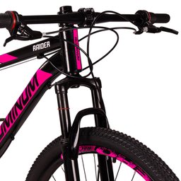 Bicicleta MTB Aluminum Aro 29 Quadro 19 com 21 Marchas Freio Mecânico Preto Rosa - Raider - 5