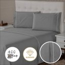 Ver imagem 4 de Jogo de Lençol 400 Fios Toque Suave e Macio Ponto Palito Cama Casal 3 Peças Prata Casa Dona
