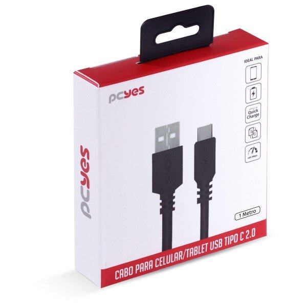 CABO PARA CELULAR SMARTPHONE USB A 2.0 PARA USB TIPO C 1 METRO PRETO - PUACP-01 - 7