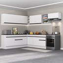 Ver imagem 1 de Armário de Cozinha Completa de Canto com Rodapé Veneza Multimóveis MP2103.964 Branco/Preto