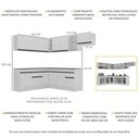 Ver imagem 4 de Armário de Cozinha Completa de Canto com Rodapé Veneza Multimóveis MP2103.964 Branco/Preto
