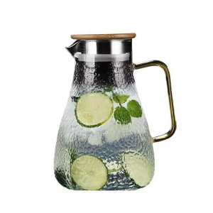 Jarra de Suco Agua Vidro Luxo C/tampa Bambu 1800ml