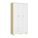 Ver imagem 3 de Berço Americano e Guarda Roupa Infantil 3 Portas Rope Natural Branco Acetinado com Colchão - Matic