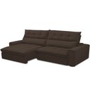 Ver imagem 5 de Sofá Retrátil Reclinável para Sala de Estar Living 290cm Dimas F04 Veludo Marrom - Lyam Decor