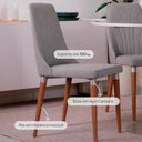 Ver imagem 2 de Kit de 6 Cadeiras de Madeira Maciça Estofada Lara - Natural C/ Linho Cinza - Champanhe