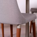 Ver imagem 3 de Kit de 6 Cadeiras de Madeira Maciça Estofada Lara - Natural C/ Linho Cinza - Champanhe