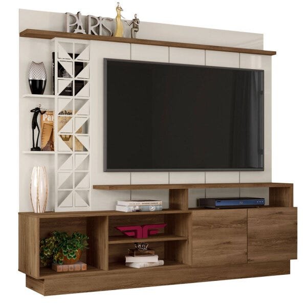 Estante Home Theater para TV até 65 Polegadas Sala de Estar Vivaz Canela/Off White - Frade