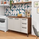 Ver imagem 2 de Balcão Gabinete para Cozinha 2 Portas e 3 Gavetas Tati Castanho/off White - Pallazio