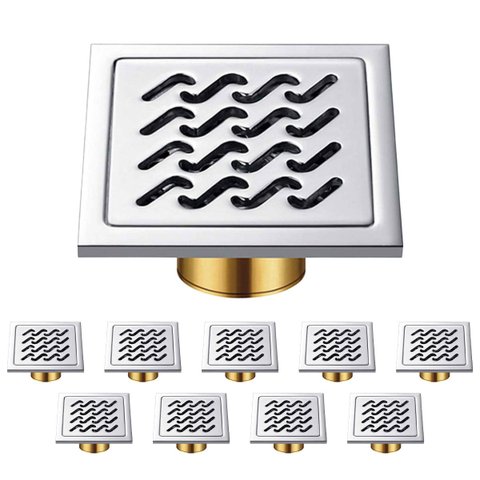Ralo 10x10 Aço Inox Kit 9 Banheiro Lavabo Anti Odor Anti Inseto Higienico Seguro Resistente Anti Cor