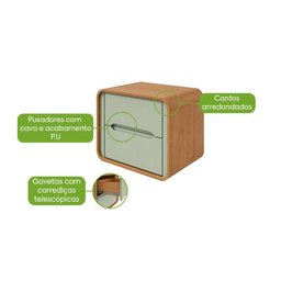 Mesa de Cabeceira 2 Gavetas Loop Amêndoa Clean e Salvia - 2