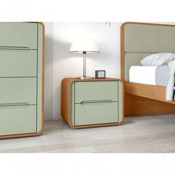 Mesa de Cabeceira 2 Gavetas Loop Amêndoa Clean e Salvia - 4