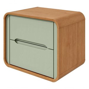 Mesa de Cabeceira 2 Gavetas Loop Amêndoa Clean e Salvia