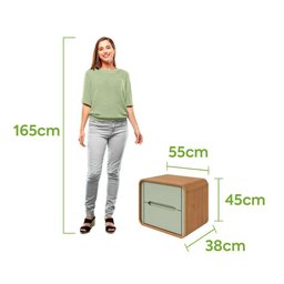 Mesa de Cabeceira 2 Gavetas Loop Amêndoa Clean e Salvia - 6
