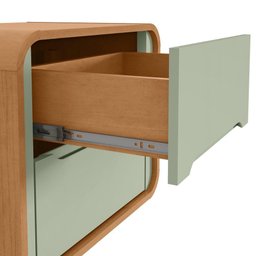 Mesa de Cabeceira 2 Gavetas Loop Amêndoa Clean e Salvia - 7