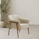 Ver imagem 2 de Poltrona Luna Base Madeira Castanho Poliéster Bouclé Bege - Nexta Casa