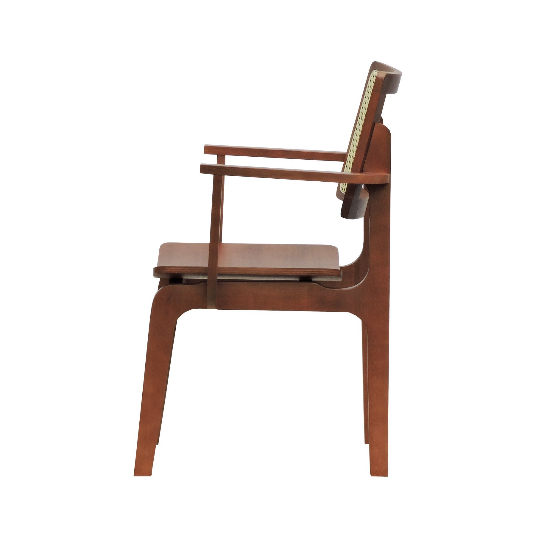 Cadeira Gus Madeira Maciça Com Braço Encosto Telinha Assento Anatômico - Amêndoa Madeira - 5