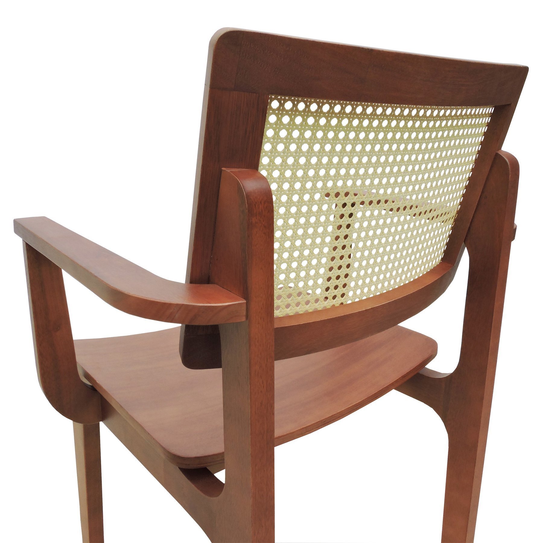Cadeira Gus Madeira Maciça Com Braço Encosto Telinha Assento Anatômico - Amêndoa Madeira - 8