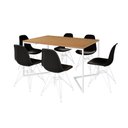 Ver imagem 6 de Mesa Industrial Jantar Retangular 137X90Cm Canela Base V Com 6 Cadeiras Pretas Ferro Br Canela