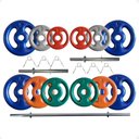 Ver imagem 2 de Kit Musculação com Suporte + 40 Kg de Anilhas Emborrachadas com Barras