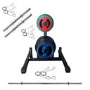 Ver imagem 1 de Kit Musculação com Suporte + 40 Kg de Anilhas Emborrachadas com Barras