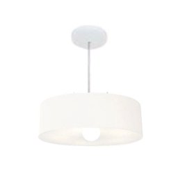 LUSTRE CUPULA DE TECIDO PENDENTE CILINDRICA 40CM S/FUNDO:Branco - 1