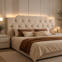 Ver imagem 1 de Cabeceira Suspensa Cama Box Quenn 1,60 para Quarto Moderna Capela - Areia