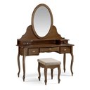 Ver imagem 1 de Penteadeira Love com Banqueta - 1045 Mmj-lz Lz-imbuia Lztec02cort-linho Bege