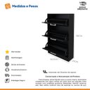 Ver imagem 3 de Armário para Sapatos Branco 3 Portas Basculantes Sapateira Slim até 20 Pares Funcional