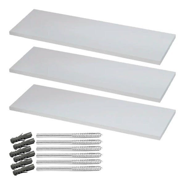 Jogo 3 Prateleiras Lisa Mdf 30x15cm com Suporte Invisivel | MadeiraMadeira
