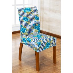 Kit Capa de Cadeira 4 Peças Sala de Jantar Protege o Estofado Renova o Visual Malha Gel Mista 3 Flor - 3