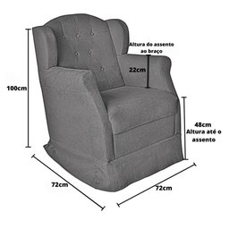 Poltrona Amamentação com Balanço e Puff Luxo Suede Manuela:Azul Marinho - 3