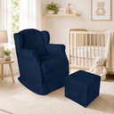 Ver imagem 1 de Poltrona Amamentação com Balanço e Puff Luxo Suede Manuela:Azul Marinho
