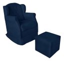 Ver imagem 5 de Poltrona Amamentação com Balanço e Puff Luxo Suede Manuela:Azul Marinho