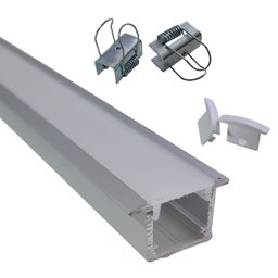Perfil de Led Embutido Anodizado (Prata) 1 Metro - 1