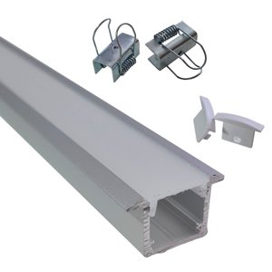 Perfil de Led Embutido Anodizado (Prata) 1 Metro