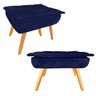 Kit 02 Puff Banqueta Opala Suede Azul Marinho Pu00e9s Castanho Retru00f4 para Sala Quarto - 1
