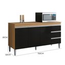Ver imagem 6 de Kit de Cozinha Andréia Balcão 150cm Amêndoa/preto com Tampo Mdp e Aéreo - Ajl Móveis