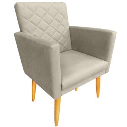 Poltrona Decorativa com Puff Maitê Matelassê Estilo Nina Linho Palha - 2