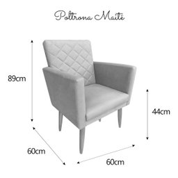 Poltrona Decorativa com Puff Maitê Matelassê Estilo Nina Linho Palha - 6