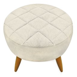 Poltrona Decorativa com Puff Maitê Matelassê Estilo Nina Linho Palha - 4