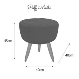 Poltrona Decorativa com Puff Maitê Matelassê Estilo Nina Linho Palha - 7