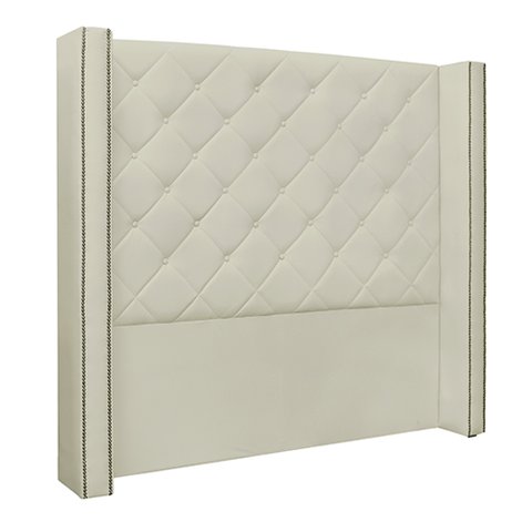 Cabeceira Decorativa King Size 2,19M Loewe PU Marfim - Gran Belo
