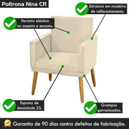 Poltrona para Penteadeira Camarim Nina Suede Bege Decorativa - 5